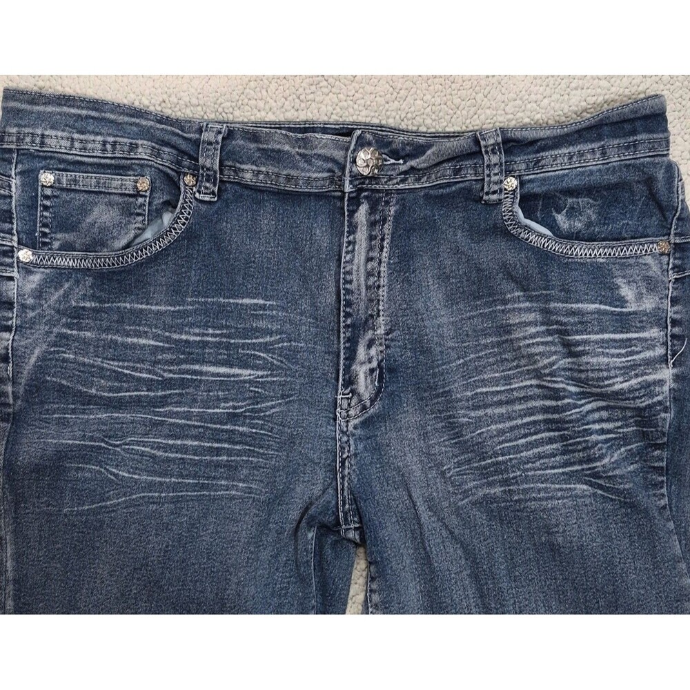 Fashion2Love Womens Size 18 Jeans High Waist Butt Lift Stretch Denim Blue Jeans